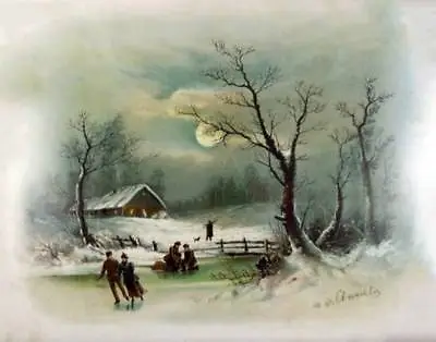 Old House In Winter Iceskating By William Chandler • £16.34