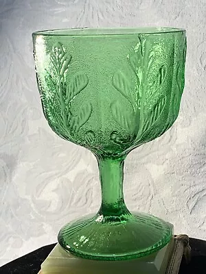 Vintage Embossed Raised Relief Oak Leaf Green Large Goblet 20oz Perfect ~ Video • $8.75