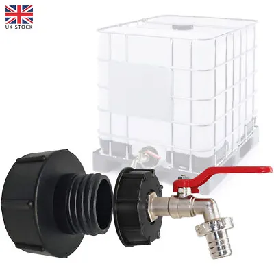 IBC Tank Adapter S100X8 To Brass Garden Tap W/ 3/4  Hose Fitting Water Valve • £15.99