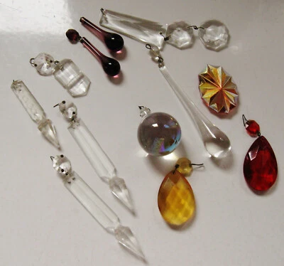 $14.99 • Buy Odd Lot Of Vintage Glass Chandelier Parts Prisms Some Colorful 1 Carnival Glass
