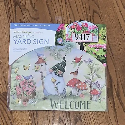 Yard Design Magnet Address Marker House Number Sign WELCOME GNOME MUSHROOM❤️tw • $17