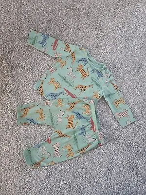 TU Baby Boys Snuggle Set Outfit 3-6 Months Green Safari Animals Zebra Tiger B • £3.99