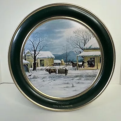 The American Homestead Currier And Ives Vtg Home Biscuits Cookie Tin Sewing • $10