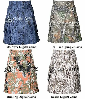 Camo Cotton Utility Kilt Military Tactical Duty Kilt Cargo Kilt Detachable Apron • $75