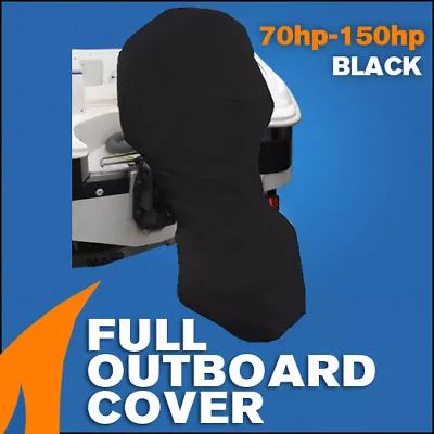 Full Outboard Boat Motor Engine Cover Dust Rain Protection Black - 70hp - 150hp • $55.95