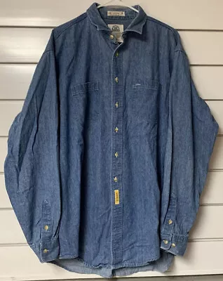 $24.99 • Buy Vintage 90s BD Baggies Foundry Jean Denim Button Long Sleeve Shirt Men's XL Tall