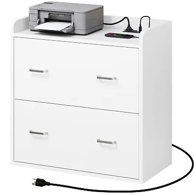 2 Drawer File Cabinet With USB Port & Charging Station Lateral Filing Cabinet • $95.49