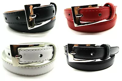 New Womens Ladies Skinny Slim Style Leather Lined Belt By Milano Silver Buckle  • £4.99