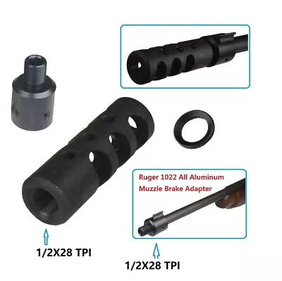 Ruger 1022 10 22 10/22 Adapter + Competition Muzzle Brake Compensator 1/2x28 TPI • $23.99