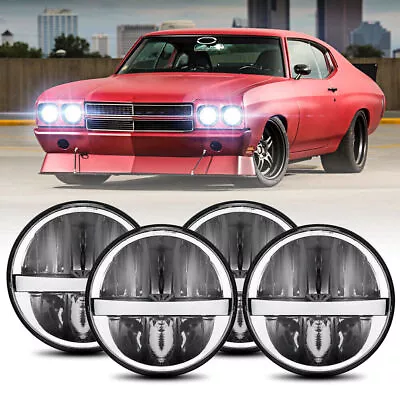 4PCS For Chevy Chevelle 1964-1970 5.75  5-3/4 LED Headlights Hi-Lo Beam Halo DRL • $119.99