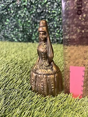 Vintage Heavy Brass Bell Woman In Dress Figurine 4 X2  • $25