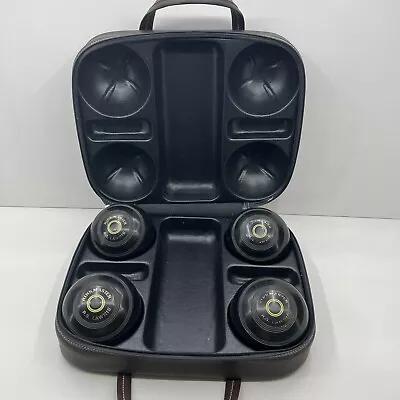 R.G Lawrie Set Of 4 Rinkmaster Size 4 7/8  Lawn Bowls Black With Carry Case  • £39.99