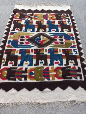 $79 • Buy Incredible Vintage Animals And People Mayan Zapotec Mexican-Indian Rug  92 X 64