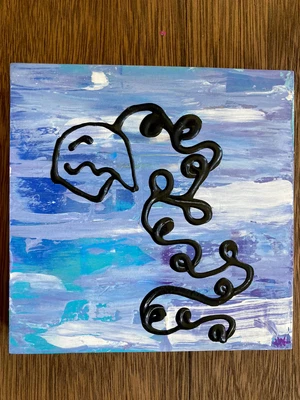$5 • Buy “MEEP” Original Meep Illustration On 6x6 Wood Panel Created With Acrylic Paint