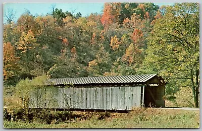 Graysville Monroe County Ohio 1960s Postcard Covered Bridge • $4.17