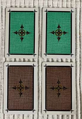 4 Playing Cards ~ KEM ~ Compass Points ~ Green & Brown • £1.45