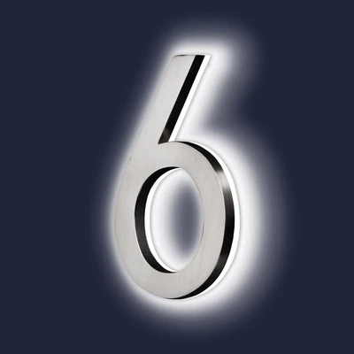 £74.16 • Buy Backlit Illuminated LED House Numbers 5  - Satin Nickel - Address Signs Light...