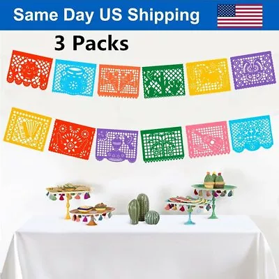 Mexican Banner Party Banner Fiesta Cinco De Mayo Papel Picado Banner 24  3Pack • $12.77