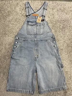 Levi’s Carpenter Light Wash Blue Denim Overall Shorts Mens Medium Relaxed Retro • $49.98