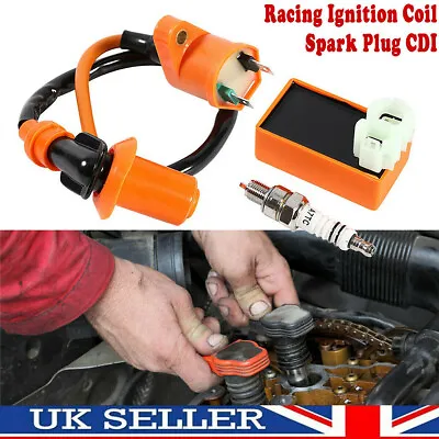 Scooter ATV Racing Ignition Coil Spark Plug CDI Box Set For GY6 50cc 125cc 150cc • £10.89