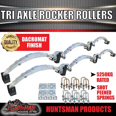 Dacromet Gal Tri Axle 7 Leaf Rocker Roller Trailer Spring & U Bolt Set 5250Kg • $950