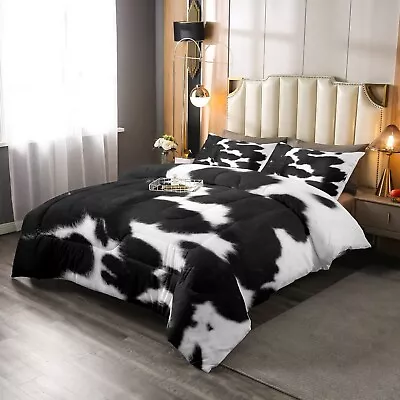 Cowhide Comforter Set King Size Cow Print Bedding SetChic Cow Hair Skin Down... • $121.28