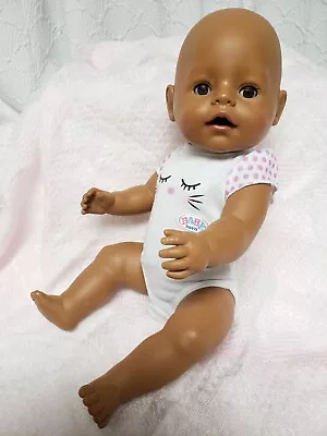 $22.88 • Buy African American BABY BORN INTERACTIVE Solid Vinyl Jointed Baby Doll By ZAPF 