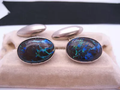 Antique Chinese Art Deco Era 10K Gold & Black Opal Cabochon Cufflinks Buttons • $5750