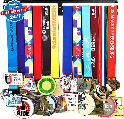 Medal Hanger Awards Holder Display Rack For Sports Medals Use For All Sports Bla • $14.73