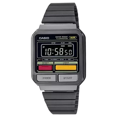 Casio Vintage Pop Playfulness Retro Inspired Digital Gunmetal Watch A120WEGG-1B • $206.10