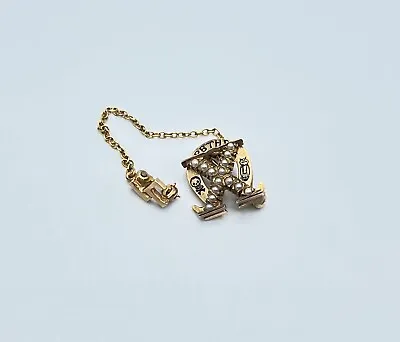 $149.99 • Buy Vintage 10K Yellow Gold & Seed Pearl Chi Omega ΧΩ Sorority Lapel Pin '51