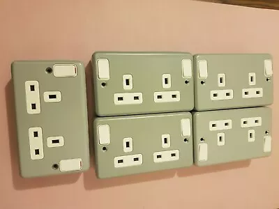 MK Metalclad K2945 ALM 13A 2Gang Double-Pole Switch Plug Socket & Back Box ( 5 ) • £50