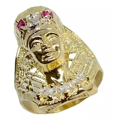 21 Mm Long 3d Nefertiti Egyptian Queen Hip Hop Style Ring Real 10k Yellow Gold S • $289.55