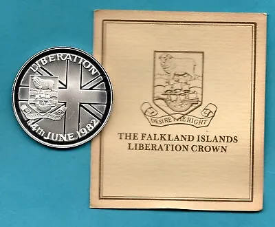 1982 Falkland Islands Liberation Sterling Silver 50p Crown Coin + Certificate. • £25.50