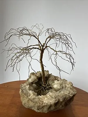 Copper Wire Willow Tree Geode Base Nature Beige • $29.99