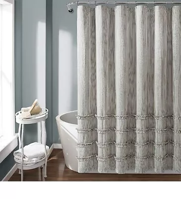 $22.99 • Buy Nwot Lush Decor Gray Vintage Stripe Shower Curtain 72”x 72”