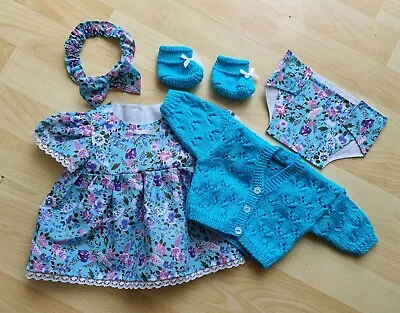 £13.99 • Buy Baby Annabell /Luvabella 17 To 19 Inch Dolls 5 Piece Aqua Floral Dress Set (48)