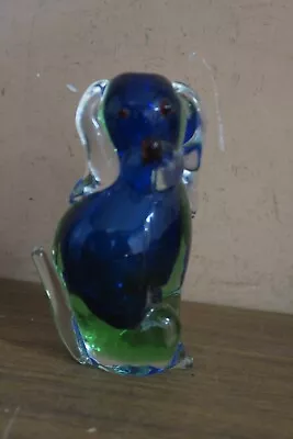 Vintage Murano Italian Art Glass Dog Blue & Green  Bottle • $39.95