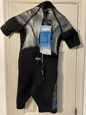 $29.99 • Buy Bare Wetsuit M Black Grey Blue Shorty 2/2mm Plazma Shorty Blue Stretch Mens NWT
