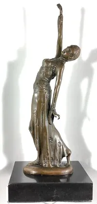 D.H. Chiparus Signed Bronze Sculpture Art Deco Dancer With Black Marble Base • £216.80