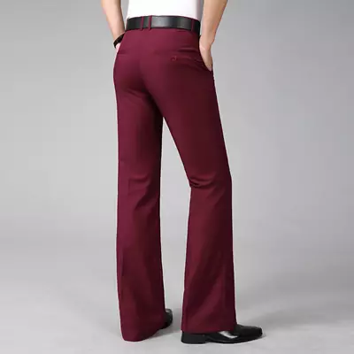 Mens Bell Bottom Pants 60S 70S Flare Formal Dress Long Trousers Slim Classic New • $47.03