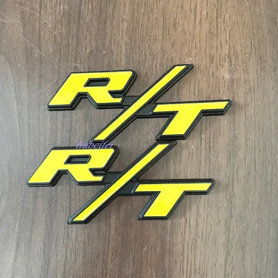 2PCS OEM For RT Emblems Side Fender R/T Black Yellow Nameplate Badge New Sticker • $13.96