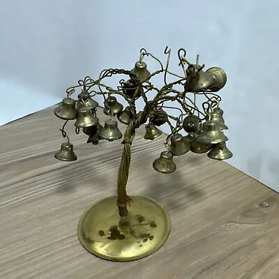 Brass Wire Tree Sculpture With Many Miniature Bells Twisted Bonsai Tree • $23.98