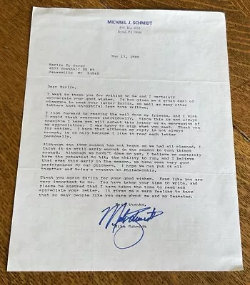 Mike Schmidt Signed 1989 Letter On Stationary - 500 Homeruns Phillies Hof • $50