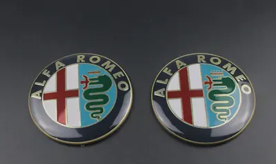 2pcs 74mm Alfa Romeo Gold Front Hood Rear Boot Trunk Emblems Badges Stickers • $24.19