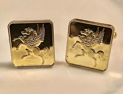 Vintage Pegasus  Sterling Silver Cufflinks 925 finished By Gold • $120