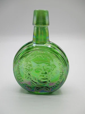 $4.99 • Buy Wheaton Mini Presidential Bottle, Green Carnival Glass, John Tyler,  1971