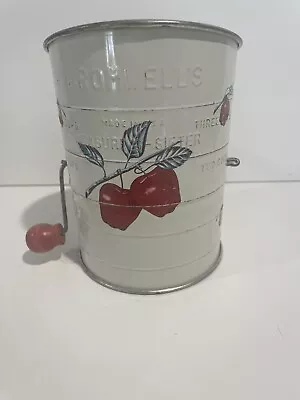 VTG Bromwells 3 Cup Measuring Flour Sifter Wood Handle Red Apple Farmhouse Decor • $8