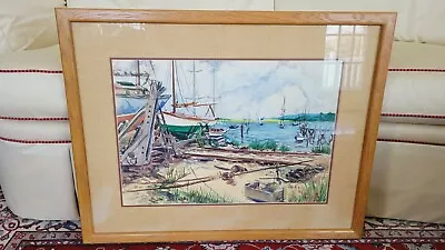 Vintage 1960 Signed Donald Werden Watercolor Painting “Red Brook Harbor Mass.  • $468.99
