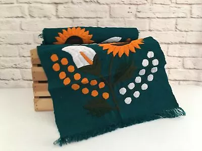 Handmade Mexican Hand Embroidered Sunflower Table Runner - Camino De Mesa • $75